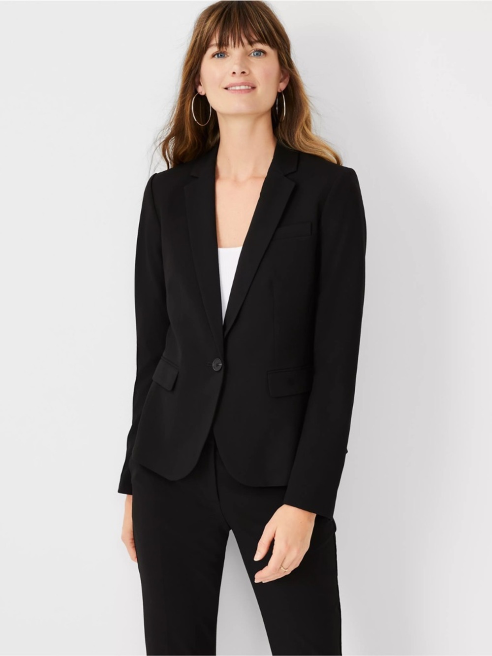 Ann Taylor Tall One Button Blazer in Seasonless Stretch